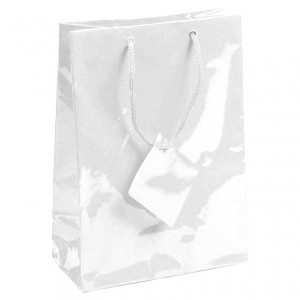 Glossy Tote-Style Gift Bags in White