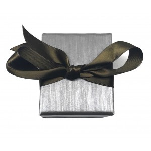 Ribbon Collection Ring Slot Box in Silver & Olive