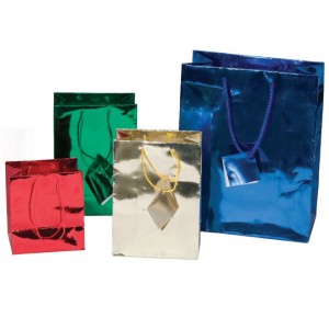 Tote-Style Gift Bags in Assorted Metallic Colors, 4" L x 4.5" W