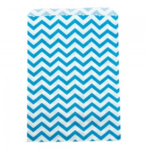 Capri Blue & White Chevron-Print Paper Gift Bags