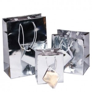 Tote-Style Gift Bags in Glossy Silver