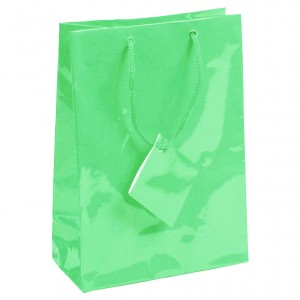 Glossy Tote-Style Gift Bags in Seafoam