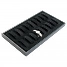 18-Watch Collar Stackable Plastic Trays w/Velvet Inserts in Black, 14.75" L x 8.25" W