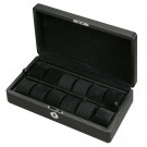 Diplomat 12 Watch Case -Carbon Fiber Pattern / Black Suede Interior Removable Tray