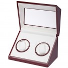 Diplomat Double (2) Watch Winder - Cherry Wood Finish / White Leatherette Interior