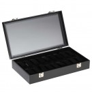 Diplomat "Economy" 18-Collar Glass-Top Watch Cases in Black Leatherette