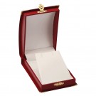Pendant/Earring Box - Red Leatherette Finish with White Italian Interior