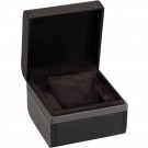 Single (1) Watch Box - Black Leatherette Finish with Black Microfiber Suede Interior