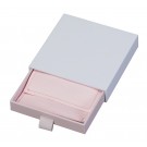 "Cassie"  Medium Sliding White/Pink Drawer Box with Pink Microsuede Pouch