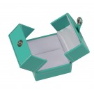 "Manhattan" 2-Door Ring Slot Box in Turquoise/Silver Trim
