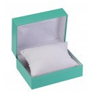 "Manhattan" Watch Pillow Box in Turquoise/Silver Trim