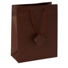 Satin-Finish Tote-Style Gift Bags in Chocolate Brown, 4" L x 4.5" W