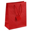 Tote-Style Gift Bags in Crimson Matelassé, 4" L x 4.5" W