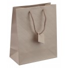 Tote-Style Gift Bags in Beige Matelassé, 4" L x 4.5" W