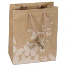Tote-Style Gift Bags in Kraft Paper w/White Butterfly Print, 8" L x 10" W