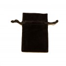Black Velour Drawstring Pouches w/Pocket, 2.5" L x 3.75" W