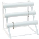 3 Level T-Bar Display - White Faux Leather