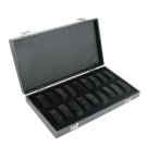 Diplomat "Economy" 18-Collar Solid-Lid Watch Cases in Black Leatherette