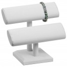Double Oval Shape T-Bar - White Faux Leather Finish