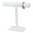 Round Shape T-Bar Display - White Faux Leather