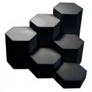 6-Piece 4" Dia. Hexagonal Block Riser Sets in Onyx, 4" W x 1.25 to 6.25" H