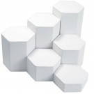 6-Piece 6.13" Dia. Hexagonal Block Riser Sets in Pearl, 6.13" W x 1.25 to 6.25" H