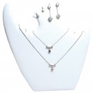 Easel-Back Necklace + Earring Combination Displays in Pearl, 9.38" L x 0.5" W