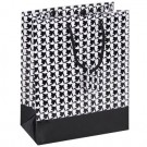 Tote-Style Gift Bags in Glossy Black & White Houndstooth Print, 4" L x 4.5" W
