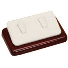2-Clip Ring Displays on Slanted Base in Pearl & Mahogany, 2.5" L x 2.25" W