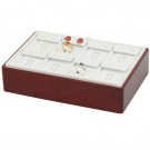 8-Pair Stackable Earring + Ring Set Trays in Pearl & Mahogany, 9" L x 6" W
