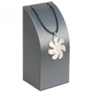 Necklace Pedestal Stand - Steel Grey w Faux Leather