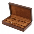 8-Pair Earring + Ring Combination Cases in Teak & Cocoa, 10" L x 6" W