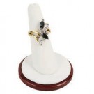Single-Finger Ring Displays on Round Base in Pearl & Mahogany, 2" W x 2.25" H