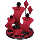 9-Piece Modern Round Jewelry Display Set in Ruby & Piano Black
