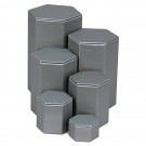 6-Piece Set of Nesting Hexagonal Block Risers in Steel Gray, 2 - 4" W x 2.15 - 6.25" H