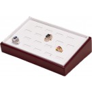 18-Slot Angled Ring Display Trays in Pearl & Mahogany, 9" L x 6" W