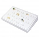 18-Slot Ring Display Tray - White Faux Leather