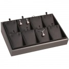 8-Pair Angled Earring or Pendant Display Trays in Steel Gray & Onyx, 9" L x 6" W