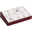 8-Pair Angled Earring or Pendant Display Trays in Pearl & Mahogany, 9" L x 6" W