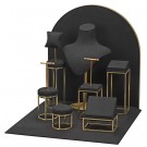 LUXE 9 Piece Window Set in Black Microfiber with Gold Accents