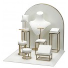 LUXE 9 Piece Window Set in Cream Microfiber with Gold Accents