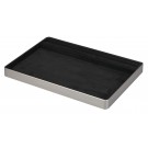 LUXE Utility Trays w/Ring Slot in Black Duede and Silver Aluminum, 11.75" L x 7.85" W