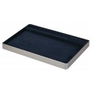 LUXE Utility Trays w/Ring Slot in Navy Blue Suede and Silver Aluminum, 11.75" L x 7.85" W