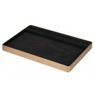 LUXE Utility Trays w/Ring Slot in Black Suede and Gold Aluminum, 11.75" L x 7.85" W