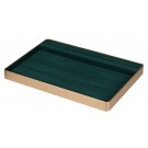 LUXE Utility Trays w/Ring Slot in Green Suede and Gold Aluminum, 11.75" L x 7.85" W