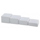 4-Piece Set of Square Block Risers in Vienna White, 4" L x 4" W x 1.5 - 3" H