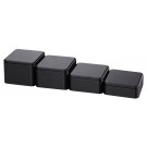 4-Piece Set of Square Block Risers in Carbon Black, 4" L x 4" W x 1.5 - 3" H