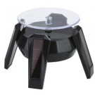 Solar or Battery-Powered Turntables w/4 Blue LEDs in Black, 3.85" W