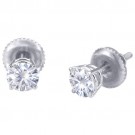 18k White Gold 4-Prong Double Wire Screw Earrings