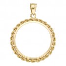 14k Yellow 4-Prong Coin Bezel w/ Rope